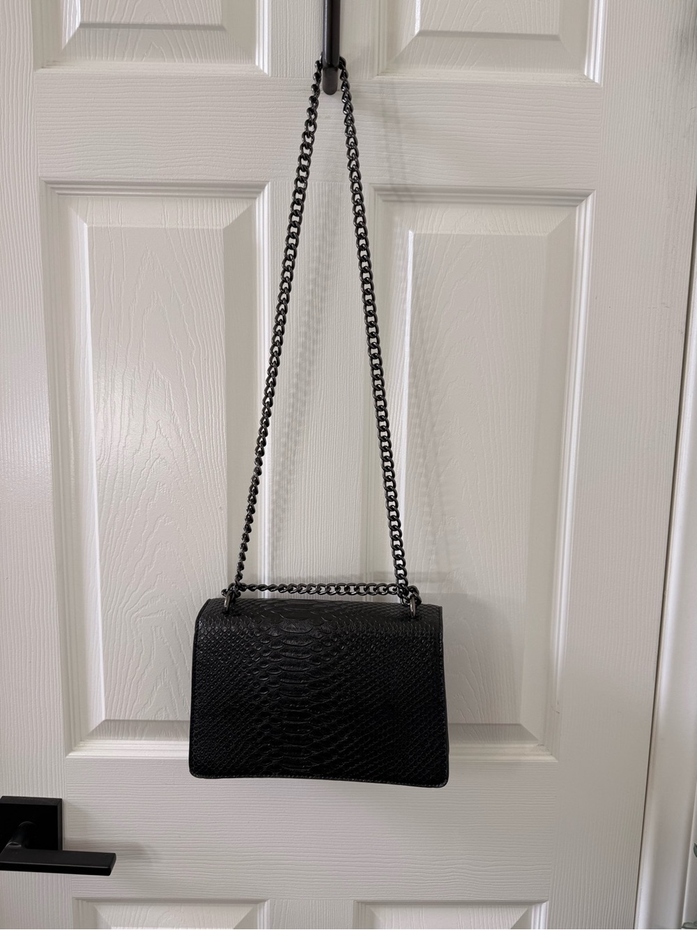 Black Textured Shoulder Bag with Decorative Metal Buckle NWOT - Picture 4 of 13